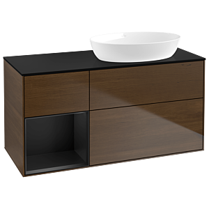 Villeroy and Boch Finion Villeroy and Boch Finion GA42PDGN 120cm, cover plate black matt, Emotion, shelves black matt lacquer, walnut veneer