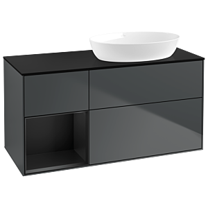 Villeroy and Boch Finion Villeroy and Boch Finion GA42PDHG 120cm, cover plate black matt, Emotion, shelves black matt lacquer, midnight Blue Matt Lacquer
