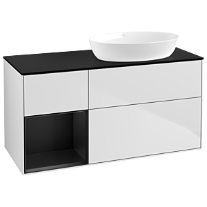 Villeroy und Boch Finion Waschtischunterschrank GA42PDMT 120cm, Abdeckplatte black matt, Emotion, Regale Black matt lacquer, White matt lacquer