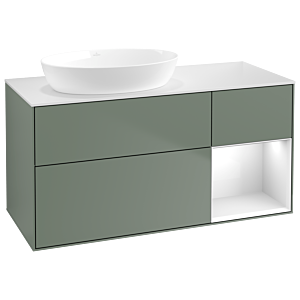Villeroy and Boch Finion Villeroy and Boch Finion GA51GFGM 120cm, cover plate white matt, Emotion, shelves Glossy white lacquer, Olive Matt Lacquer
