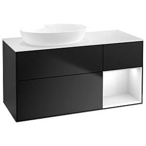 Villeroy and Boch Finion Villeroy and Boch Finion GA51GFPD 120cm, cover plate white matt, Emotion, shelves Glossy white lacquer, Black matt lacquer