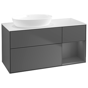 Villeroy und Boch Finion Waschtischunterschrank GA51GKGK 120cm, Abdeckplatte white matt, Emotion, Regale Anthracite matt lacquer, Anthracite matt