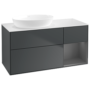 Villeroy und Boch Finion Waschtischunterschrank GA51GKHG 120cm, Abdeckplatte white matt, Emotion, Regale Anthracite matt lacquer, Midnight Blue Matt Lacquer