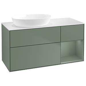 Villeroy und Boch Finion Waschtischunterschrank GA51GMGM 120cm, Abdeckplatte white matt, Emotion, Regale Olive matt lacquer, Olive Matt Lacquer