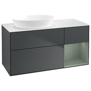 Villeroy et Boch Finion Villeroy et Boch GA51GMHG 120cm, plaque de recouvrement blanc mat, Emotion, étagères laqué olive mat, Midnight Blue Matt Lacquer