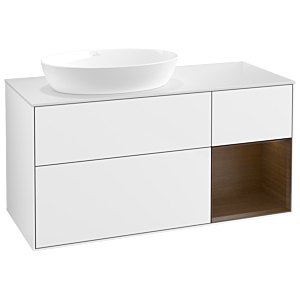 Villeroy and Boch Finion Villeroy and Boch Finion GA51GNGF 120cm, cover plate white matt, Emotion, shelves Walnut Veneer , glossy white lacquer