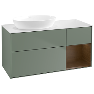 Villeroy et Boch Finion Villeroy et Boch GA51GNGM 120cm, plaque de recouvrement blanc mat, emotion, étagères Walnut Veneer , Olive Matt Lacquer