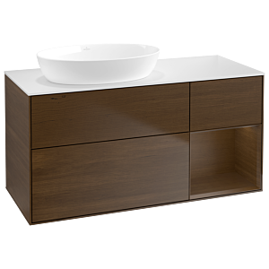 Villeroy und Boch Finion Waschtischunterschrank GA51GNGN 120cm, Abdeckplatte white matt, Emotion, Regale Walnut Veneer, Walnut veneer