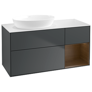 Villeroy and Boch Finion Villeroy and Boch Finion GA51GNHG 120cm, cover plate white matt, Emotion, shelves Walnut Veneer , Midnight Blue Matt Lacquer