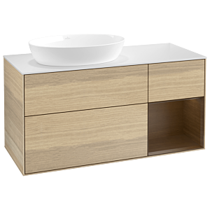 Villeroy und Boch Finion Waschtischunterschrank GA51GNPC 120cm, Abdeckplatte white matt, Emotion, Regale Walnut Veneer, Oak Veneer