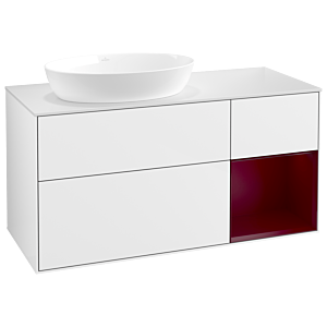 Villeroy und Boch Finion Waschtischunterschrank GA51HBGF 120cm, Abdeckplatte white matt, Emotion, Regale Peony matt lacquer, Glossy white lacquer