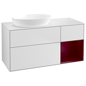 Villeroy und Boch Finion Waschtischunterschrank GA51HBMT 120cm, Abdeckplatte white matt, Emotion, Regale Peony matt lacquer, White matt lacquer