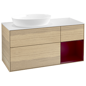 Villeroy und Boch Finion Waschtischunterschrank GA51HBPC 120cm, Abdeckplatte white matt, Emotion, Regale Peony matt lacquer, Oak Veneer