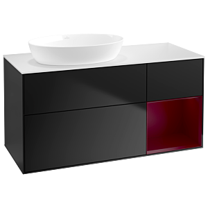 Villeroy und Boch Finion Waschtischunterschrank GA51HBPD 120cm, Abdeckplatte white matt, Emotion, Regale Peony matt lacquer, Black matt lacquer