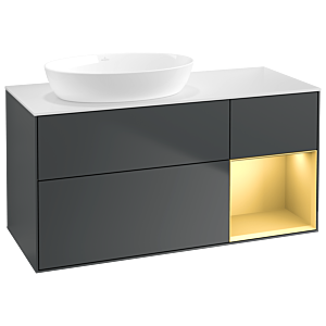 Villeroy und Boch Finion Waschtischunterschrank GA51HFHG 120cm, Abdeckplatte white matt, Emotion, Regale Gold matt lacquer, Midnight Blue Matt Lacquer