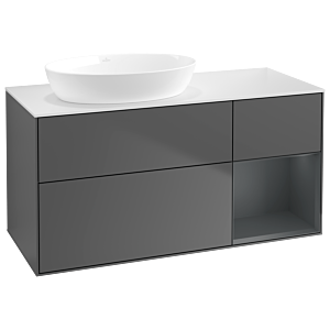 Villeroy und Boch Finion Waschtischunterschrank GA51HGGK 120cm, Abdeckplatte white matt, Emotion, Regale Midnight matt lacquer, Anthracite matt