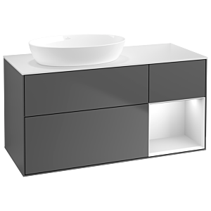 Villeroy and Boch Finion Villeroy and Boch Finion GA51MTGK 120cm, cover plate white matt, Emotion, shelves white matt lacquer, anthracite matt