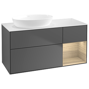Villeroy und Boch Finion Waschtischunterschrank GA51PCGK 120cm, Abdeckplatte white matt, Emotion, Regale Oak Veneer, Anthracite matt