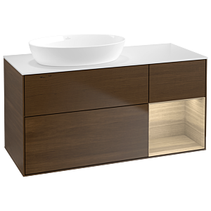 Villeroy und Boch Finion Waschtischunterschrank GA51PCGN 120cm, Abdeckplatte white matt, Emotion, Regale Oak Veneer, Walnut veneer