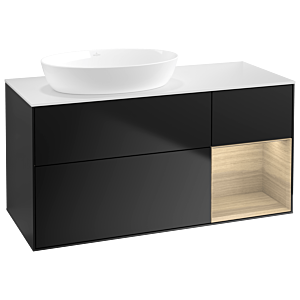 Villeroy und Boch Finion Waschtischunterschrank GA51PCPD 120cm, Abdeckplatte white matt, Emotion, Regale Oak Veneer, Black matt lacquer