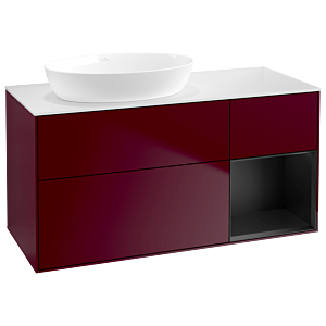 Villeroy und Boch Finion Waschtischunterschrank GA51PDHB 120cm, Abdeckplatte white matt, Emotion, Regale Black matt lacquer, Peony Matt