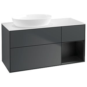 Villeroy und Boch Finion Waschtischunterschrank GA51PDHG 120cm, Abdeckplatte white matt, Emotion, Regale Black matt lacquer, Midnight Blue Matt Lacquer