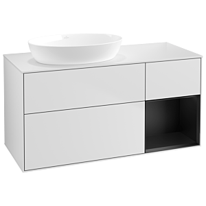 Villeroy und Boch Finion Waschtischunterschrank GA51PDMT 120cm, Abdeckplatte white matt, Emotion, Regale Black matt lacquer, White matt lacquer