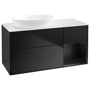 Villeroy und Boch Finion Waschtischunterschrank GA51PDPD 120cm, Abdeckplatte white matt, Emotion, Regale Black matt lacquer, Black matt lacquer