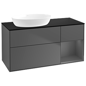 Villeroy und Boch Finion Waschtischunterschrank GA52GKGK 120cm, Abdeckplatte black matt, Emotion, Regale Anthracite matt lacquer, Anthracite matt