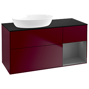 Villeroy und Boch Finion Waschtischunterschrank GA52GKHB 120cm, Abdeckplatte black matt, Emotion, Regale Anthracite matt lacquer, Peony Matt