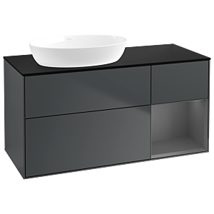 Villeroy und Boch Finion Waschtischunterschrank GA52GKHG 120cm, Abdeckplatte black matt, Emotion, Regale Anthracite matt lacquer, Midnight Blue Matt Lacquer