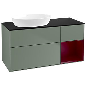 Villeroy and Boch Finion Villeroy and Boch Finion GA52HBGM 120cm, cover plate black matt, Emotion, shelves Peony matt lacquer, Olive Matt Lacquer