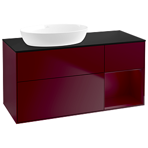Villeroy und Boch Finion Waschtischunterschrank GA52HBHB 120cm, Abdeckplatte black matt, Emotion, Regale Peony matt lacquer, Peony Matt