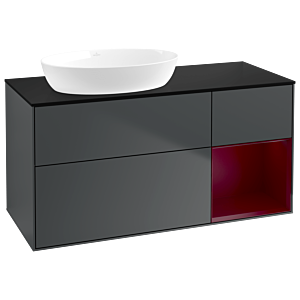 Villeroy und Boch Finion Waschtischunterschrank GA52HBHG 120cm, Abdeckplatte black matt, Emotion, Regale Peony matt lacquer, Midnight Blue Matt Lacquer