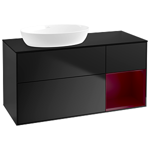 Villeroy und Boch Finion Waschtischunterschrank GA52HBPD 120cm, Abdeckplatte black matt, Emotion, Regale Peony matt lacquer, Black matt lacquer