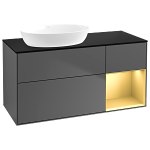 Villeroy and Boch Finion Villeroy and Boch Finion GA52HFGK 120cm, cover plate black matt, Emotion, shelves gold matt lacquer, anthracite matt