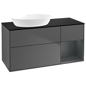 Villeroy und Boch Finion Waschtischunterschrank GA52HGGK 120cm, Abdeckplatte black matt, Emotion, Regale Midnight matt lacquer, Anthracite matt