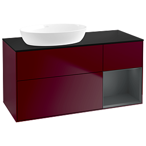 Villeroy und Boch Finion Waschtischunterschrank GA52HGHB 120cm, Abdeckplatte black matt, Emotion, Regale Midnight matt lacquer, Peony Matt