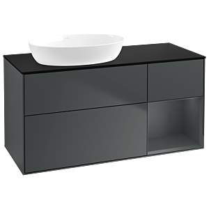 Villeroy und Boch Finion Waschtischunterschrank GA52HGHG 120cm, Abdeckplatte black matt, Emotion, Regale Midnight matt lacquer, Midnight Blue Matt Lacquer
