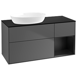 Villeroy und Boch Finion Waschtischunterschrank GA52PDGK 120cm, Abdeckplatte black matt, Emotion, Regale Black matt lacquer, Anthracite matt