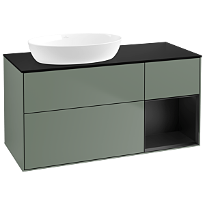 Villeroy und Boch Finion Waschtischunterschrank GA52PDGM 120cm, Abdeckplatte black matt, Emotion, Regale Black matt lacquer, Olive Matt Lacquer