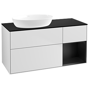 Villeroy und Boch Finion Waschtischunterschrank GA52PDMT 120cm, Abdeckplatte black matt, Emotion, Regale Black matt lacquer, White matt lacquer