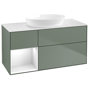 Villeroy and Boch Finion Villeroy and Boch Finion GA61GFGM 120cm, cover plate white matt, Emotion, shelves Glossy white lacquer, Olive Matt Lacquer
