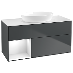 Villeroy und Boch Finion Waschtischunterschrank GA61GFHG 120cm, Abdeckplatte white matt, Emotion, Regale Glossy white lacquer, Midnight Blue Matt Lacquer