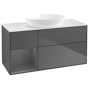 Villeroy und Boch Finion Waschtischunterschrank GA61GKGK 120cm, Abdeckplatte white matt, Emotion, Regale Anthracite matt lacquer, Anthracite matt