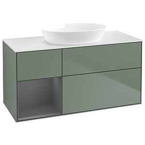 Villeroy and Boch Finion Villeroy and Boch Finion GA61GKGM 120cm, cover plate white matt, Emotion, shelves anthracite matt lacquer, Olive Matt Lacquer