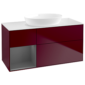 Villeroy und Boch Finion Waschtischunterschrank GA61GKHB 120cm, Abdeckplatte white matt, Emotion, Regale Anthracite matt lacquer, Peony Matt