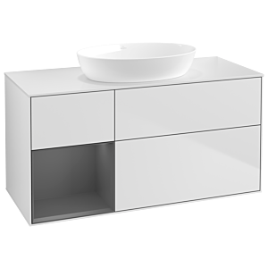 Villeroy and Boch Finion Villeroy and Boch Finion GA61GKMT 120cm, cover plate white matt, Emotion, shelves anthracite matt lacquer, white matt lacquer