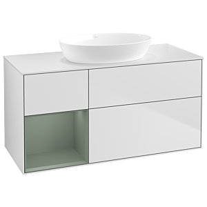 Villeroy and Boch Finion Villeroy and Boch Finion GA61GMMT 120cm, cover plate white matt, Emotion, shelves olive matt lacquer, white matt lacquer