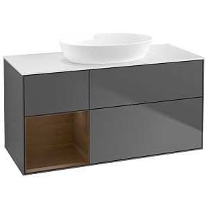 Villeroy and Boch Finion Villeroy and Boch Finion GA61GNGK 120cm, cover plate white matt, Emotion, shelves Walnut Veneer , anthracite matt